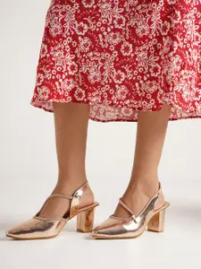 JM Looks Party Block Pointed Toe Sandals