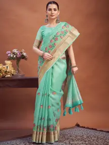 Anouk Woven Design Zari Linen Blend Saree