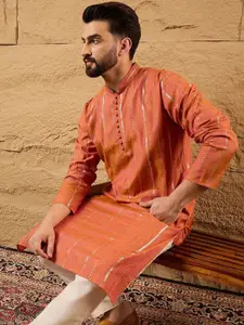 House of Pataudi Sequin Embroidered Cotton Straight Kurta