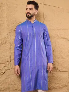 House of Pataudi Sequin Embroidered Cotton Straight Kurta