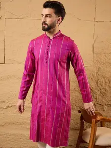House of Pataudi Sequin Embroidered Cotton Straight Kurta
