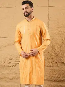 House of Pataudi Sequin Embroidered Cotton Straight Kurta