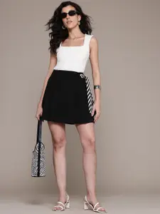 MANGO Pleated Flared Mini Skirt