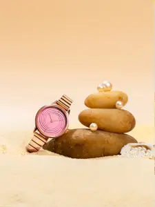 Sonata Poze Women Brass Dial Stainless Bracelet Straps Analogue Watch SP80114WM02