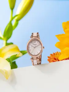 Sonata Poze Women Brass Dial & Bracelet Style Straps Analogue Watch SP80095WM01