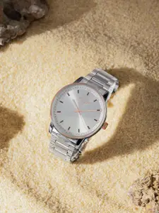 Sonata Poze Men Brass Dial & Stainless Steel Bracelet Style Straps Analogue Watch SP70057KM01