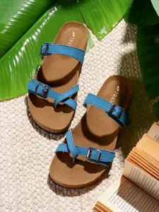 TRASE Women Open Toe Flats with Buckles