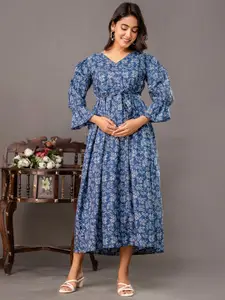 Nayo Women Floral Print Maternity Maxi Dress