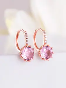 Zavya 92.5 Pure Silver Rose Gold-Plated Contemporary Studs Earrings