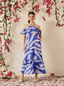 STREET 9 Women Tropical Print Halter Neck Dress