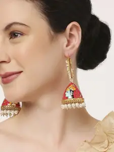 OOMPH Artificial Beaded Dome Shaped Meenakari Jhumkas