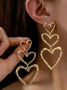 OOMPH Gold-Plated Heart Shaped Drop Earrings