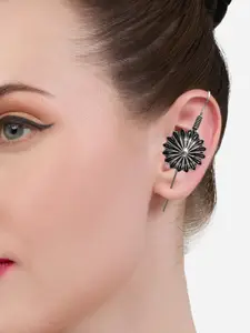 OOMPH Floral Shaped Oxidised Ear Cuff