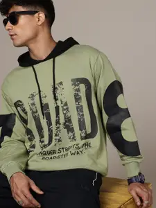 The Roadster Lifestyle Co. Men Printed Hooded Pure Cotton Sweatshirt