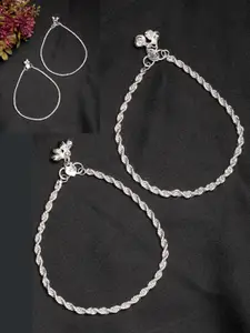 Anouk Women Pair of 2 Silver-Plated Anklets