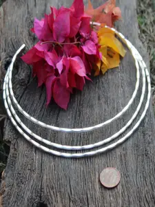 Anouk Women 3 Layers Oxidized Silver-Plated Statement Choker Necklace