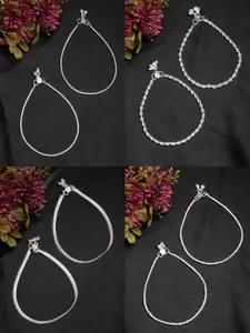 Anouk Women Pair of 4 Silver Plated Anklets