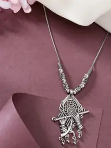 Anouk Women Silver-Toned German Silver Oxidised Pendant with Chain