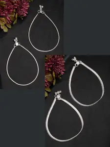 Anouk Women Pair of 2 Silver-Plated Anklets