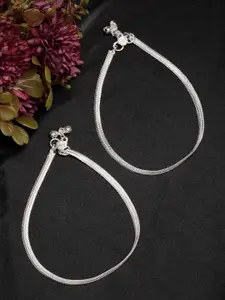 Anouk Women Set of 2 Silver Plated Anklets