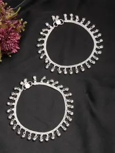 Anouk Women Set of 2 Silver-Plated Ghungroo-Beaded Anklets