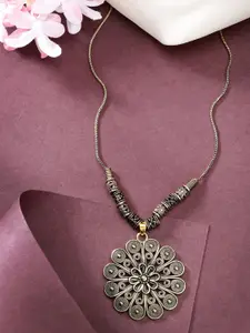 Anouk Women Gold Plated Floral Shape Pendant With Chain