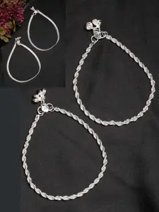 Anouk Women Pair of 2 Silver-Plated Anklets