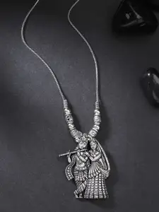 Anouk Women Silver-Toned Radha Krishna Pendant & Chain