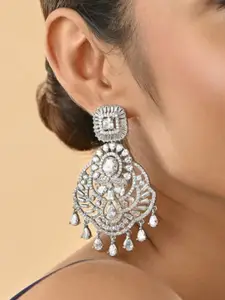 Fida Premium 14k Rhodium-Plated AAA American Diamond Drop Earrings