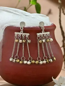 Fida Gold and Silver Plated Ghunghroo Double Layered Beaded Long Drop & Dangler Earrings
