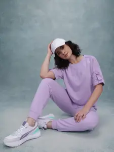 The Roadster Lifestyle Co. Typography Printed Pure Cotton T-shirt With Trousers