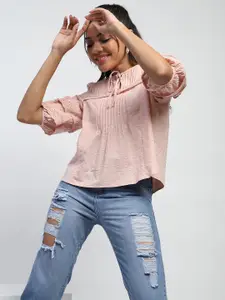 Global Republic Embellished Embroidered Cotton Blouson Crop Top