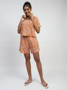 Global Republic Women Floral Printed Loose Fit High-Rise Outdoor Shorts