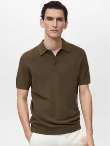 MANGO MAN Knitted Polo Collar T-shirt