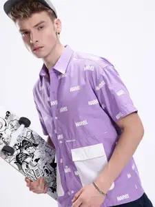 Kook N Keech Men Marvel Logo Printed Oversized Casual Shirt