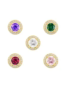 MINUTIAE Set Of 5 Gold-Plated Kundan Studded Circular Studs