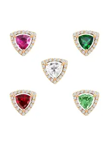 MINUTIAE Set of 5 Rose Gold Plated Triangular Shaped Studded Studs