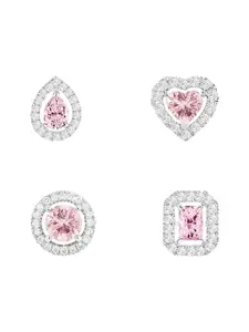 MINUTIAE Set Of 4 Silver-Plated Kundan Studded Circular Shaped Studs