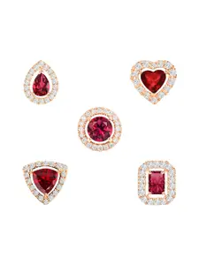 MINUTIAE Set Of 5 Rose Gold Plated Kundan Circular Studs