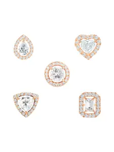 MINUTIAE Set Of 5 Rose Gold Plated Kundan Studded Circular Shaped Studs