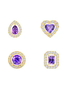 MINUTIAE Set Of 4 Gold-Plated Kundan Studded Circular Shaped Studs