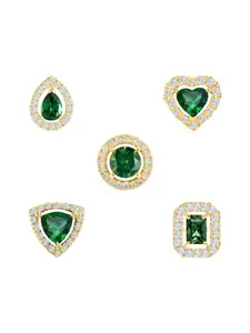 MINUTIAE Set Of 5 Gold-Plated Contemporary Shaped Kundan Studded Studs