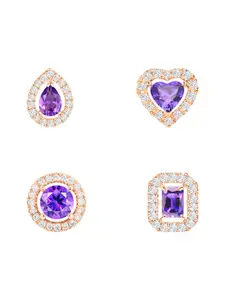 MINUTIAE Set of 4 Rose-Gold-Plated Square Shaped Kundan Studs