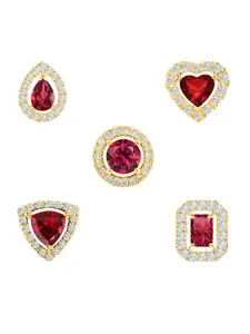 MINUTIAE Set Of 5 Gold Plated Kundan Circular Studs