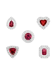 MINUTIAE Silver-Plated Geometric Shaped Kundan Studs