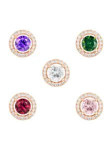 MINUTIAE Set Of 5 Gold-Plated Kundan Studded Circular Studs