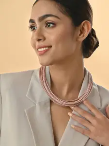 ToniQ Peach Multi Strands Statement Layered Choker Necklace