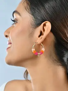 ToniQ Vibrant Multicolored Beaded Beach Hoop Earrings