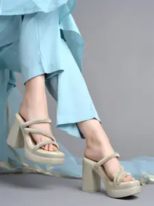 Shoetopia Embellished Party Block Sandals