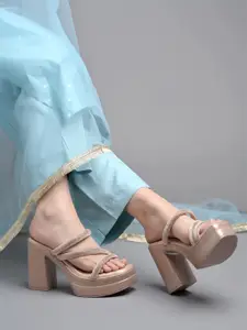 Shoetopia Embellished Party Block Sandals